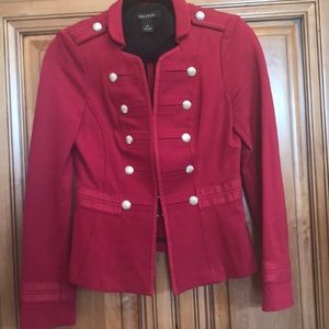Whbm Red hot ponte blazer, flower detail buttons